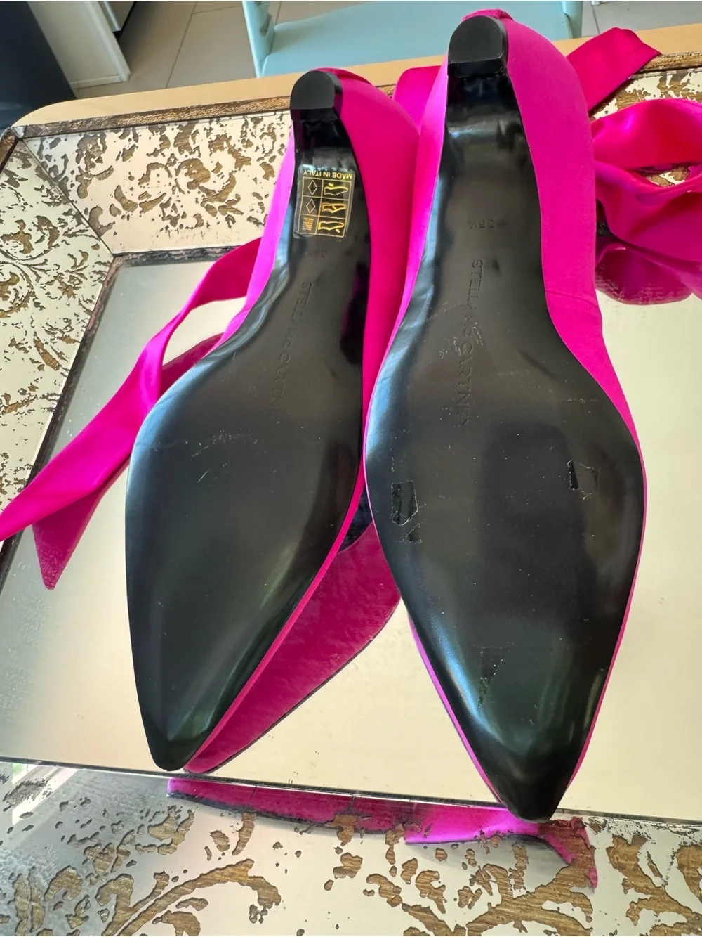 Stella McCartney Pink Satin Ankle Wrap Pumps Size 36.5 - Missing one strap